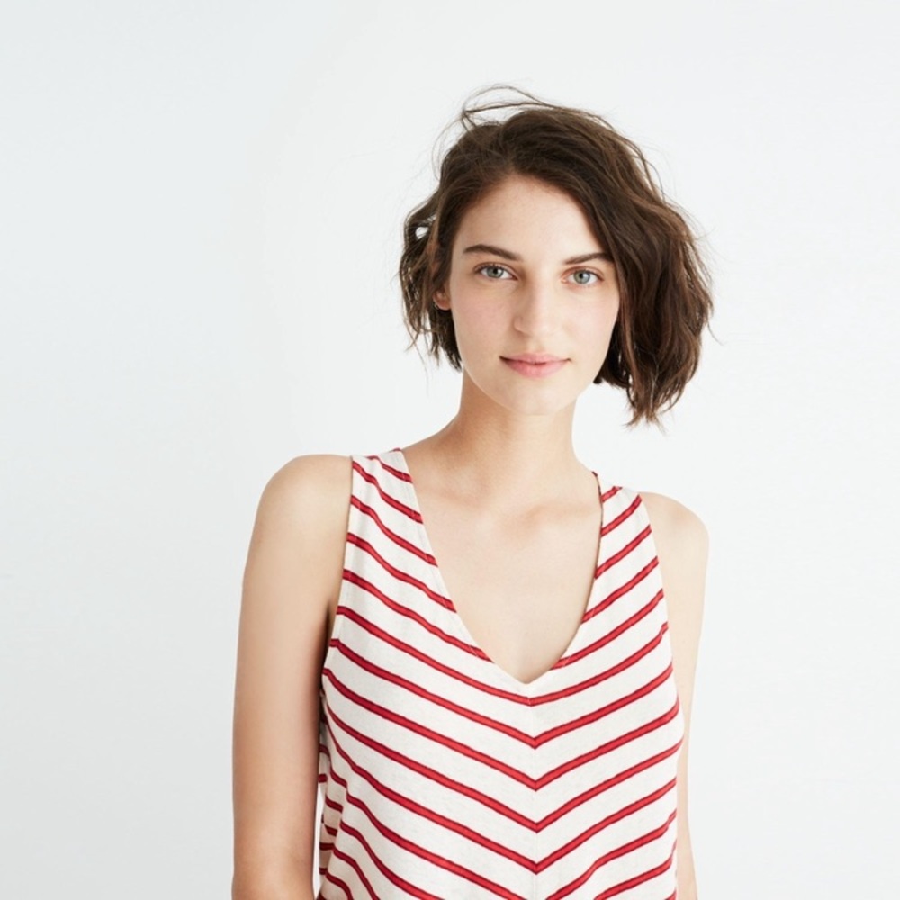 Madewell Red Stripe Linen Dress - Picture 2 of 11